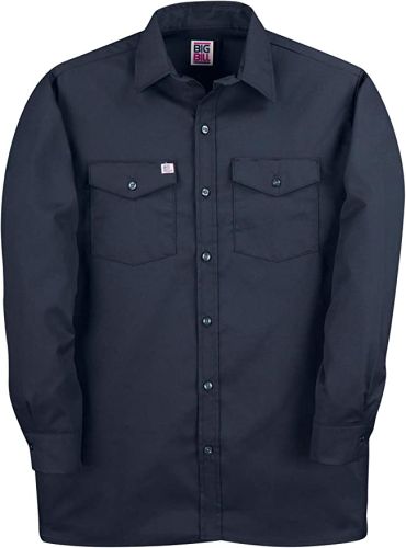 100% Cotton Long Sleeve Work Shirts to 5XB and 5XT in Navy