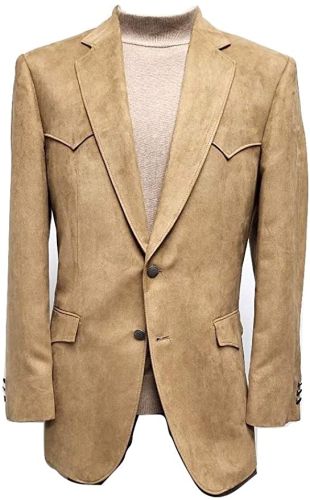 Big and Tall Luxury Western Blazer Sport Jacket to Size 58 in Tan and Black