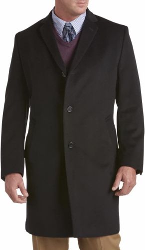 Modern Look Classic Wool Blend 3/4 Length Topcoat in Black and Charcoal to Size 60
