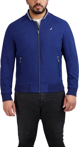 Nautica Men's Water Resistant Zip Up Knit Mesh Collar Mechanical Stretch Jacket in 2 Colors to 6XT and 8XB