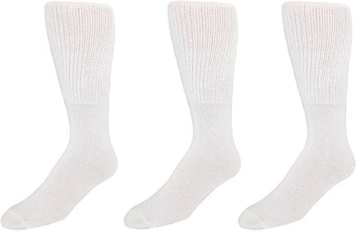 3Pack of Extra Wide Tube Socks Sizes 9 to 15 USA Made in Black or White