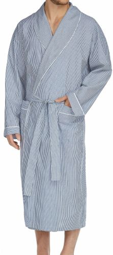 Luxury Blue Stripe All Cotton Robe to Size 5XT and 6XB