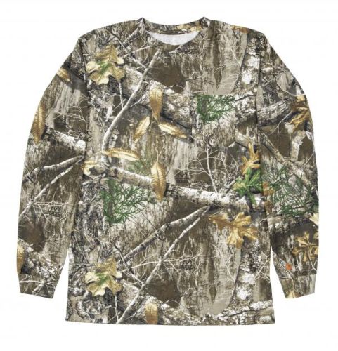 Long Sleeve Camo Pocket Tee Shirt for Hunting and Casual Wear to Size 8X Big & 8X Tall
