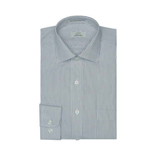 Modified Spread Collar Cotton Striped Dress Shirts to Size 22 Neck 