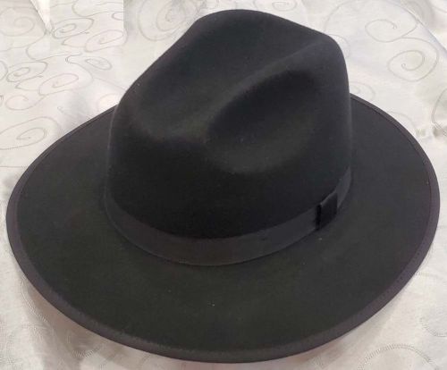 Ultra Sharp Wool Bottom Black Fedora Dress Hat