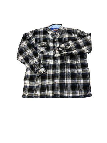 Big and Tall Polar Insulated Shirt Jacket for Work and Casual Wear to 6X Tall and 8X Big in Blue Grey Plaid