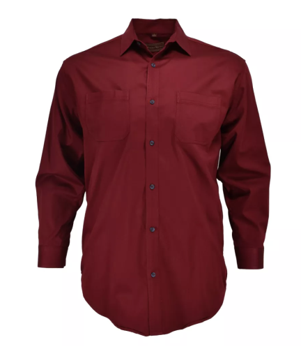 Long Sleeve Mostly Cotton Stretch Twill Shirt to 6XLT and 6X Big in Black, Teal, and Wine