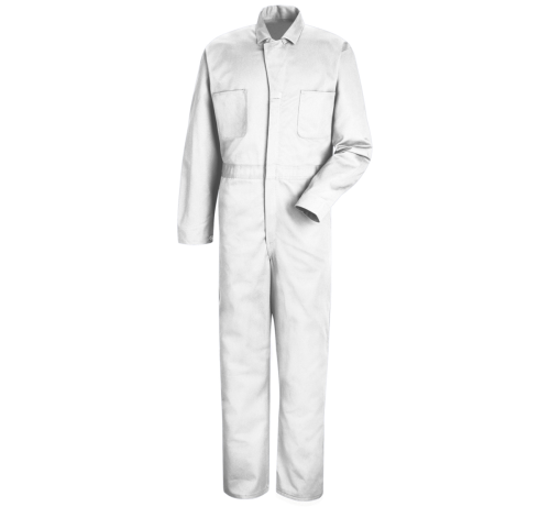 White Long Sleeve Twill Coverall 100% Cotton with Button Front to Size 66 in Regular and Long