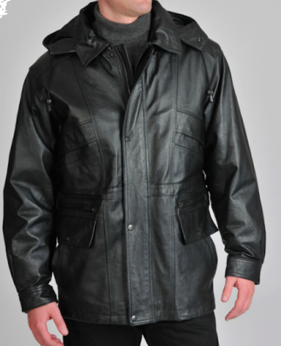 Zipper Leather Car Coat with Removable Zip Out Lining